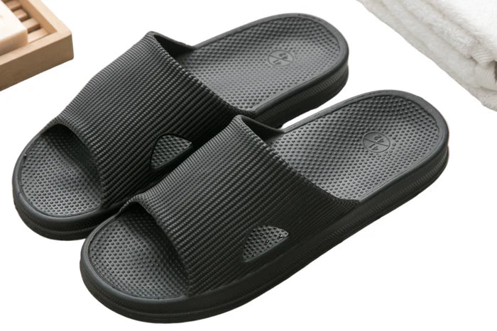Antibacterial Series Men's Bathroom Slippers(Black,41-42)
