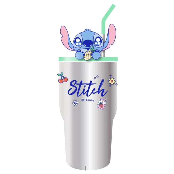Disney Stitch Dinner Party Collection Pineapple Double Wall Steel Tumbler with Straw 900mL (Stitch)