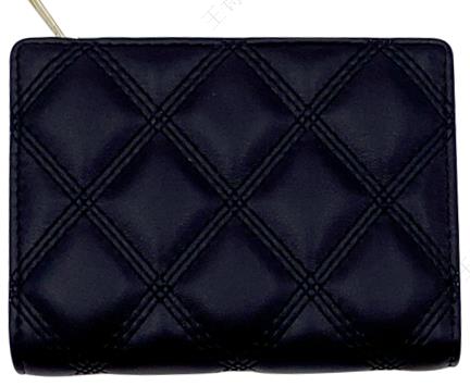Women's Diamond Pattern Quilted Bifold Short Zipper Wallet(Black)