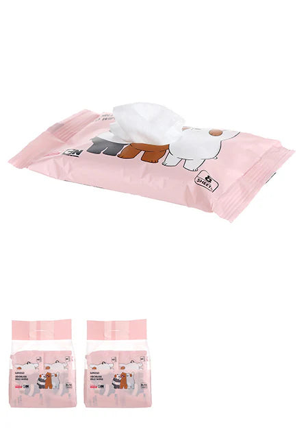 We Bare Bears Odorless Mild Wipes (8 Sheets*10)