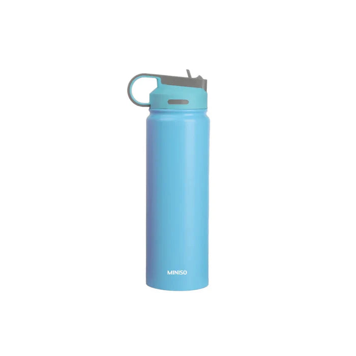 Solid Color Stainless Steel Bottle with Handle and Straw Lid (900mL)(Blue)