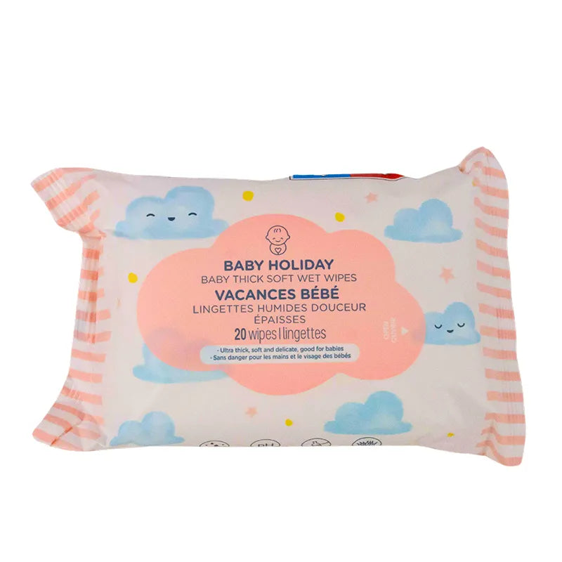 Baby Holiday Baby Thick Soft Wet Wipes (20 Wipes×5 Packs)