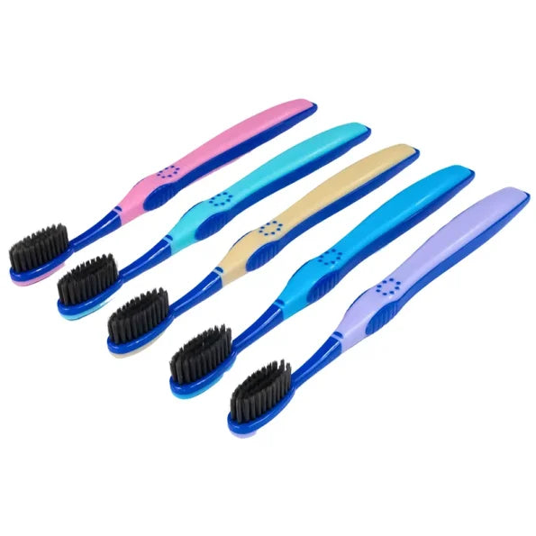 Bamboo Charcoal Double Tapered Bristle Toothbrushes (5 Count)